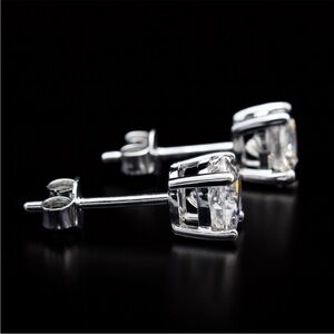 925 Silver, 2CTW Moissanite Solitare Stud Earrings